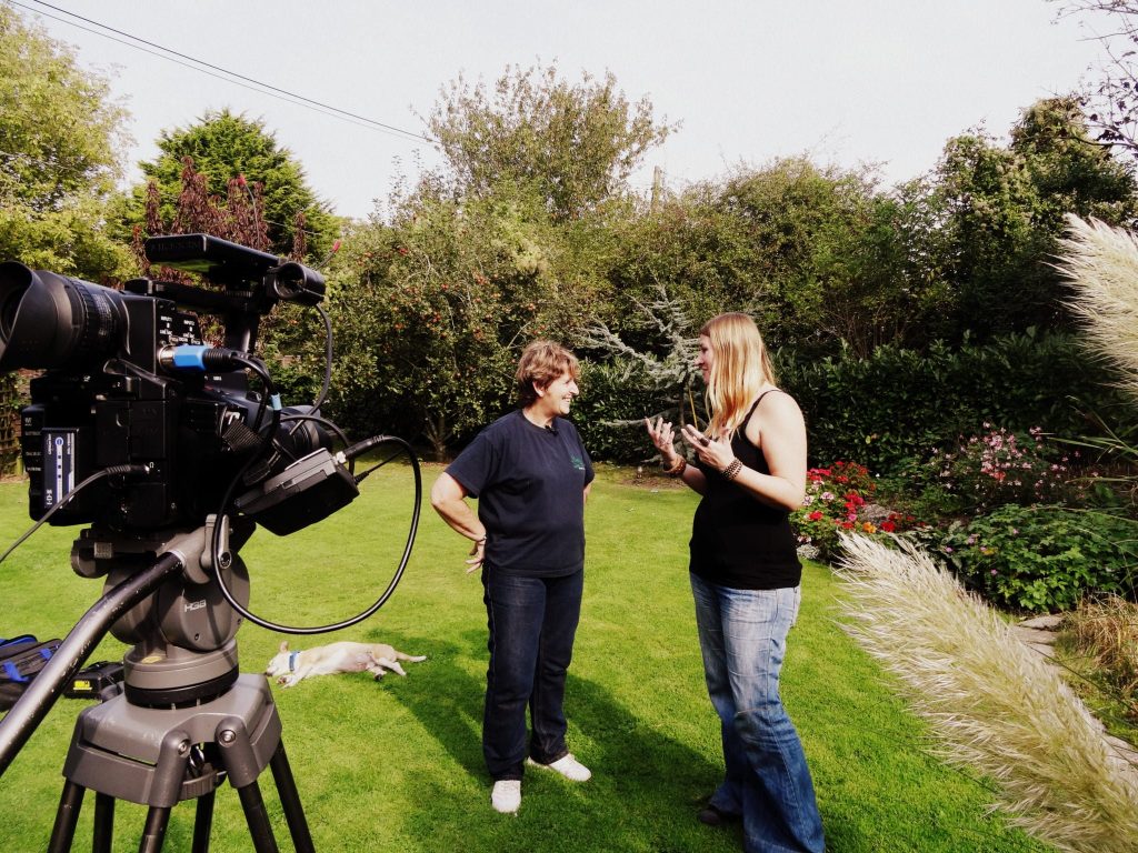 Camera filming Laura and Pauline