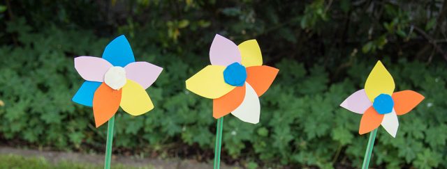 3 homemade paper flowers